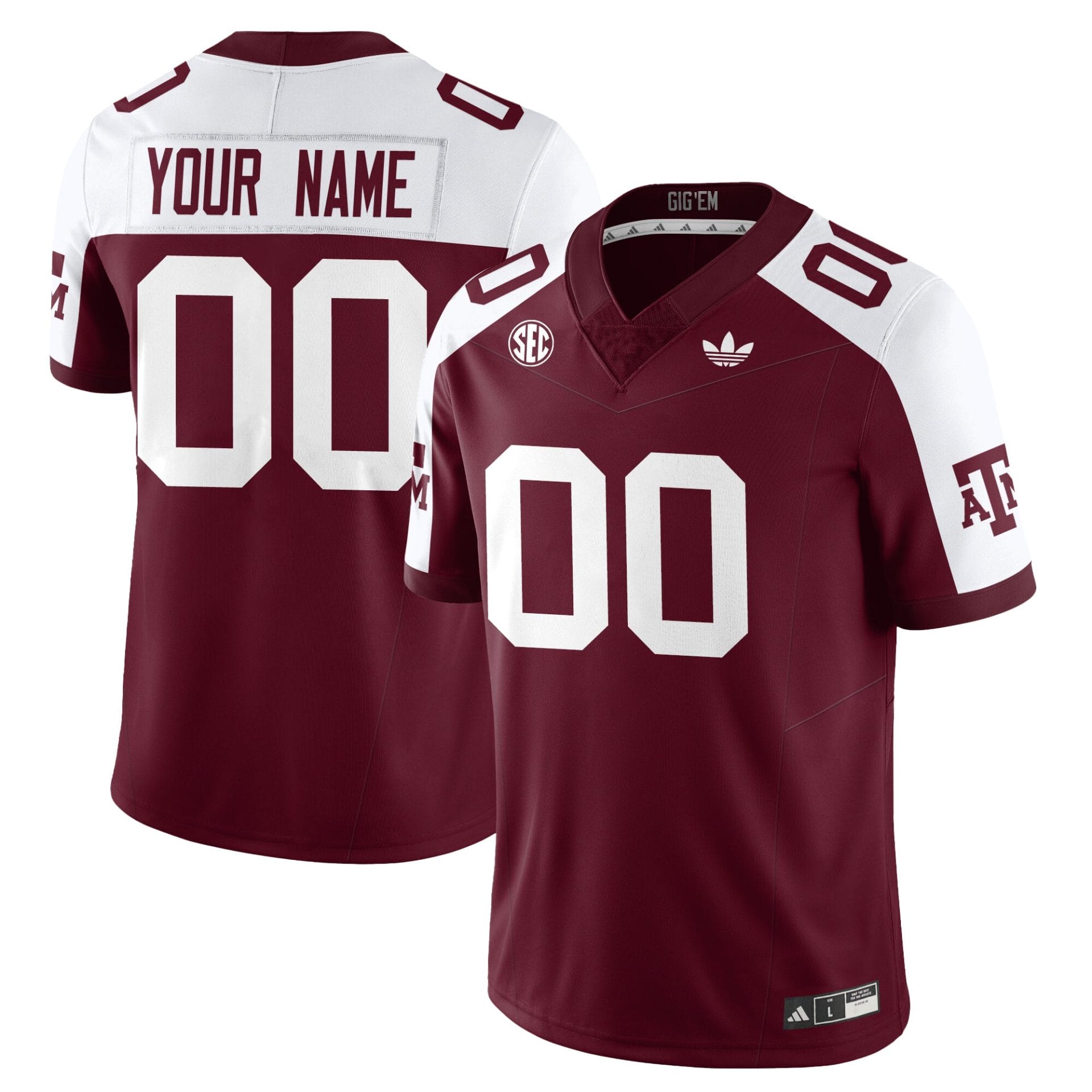Alternative view of Texas A&M Aggies Football 1975 Throwback Custom Jersey - All Stitched