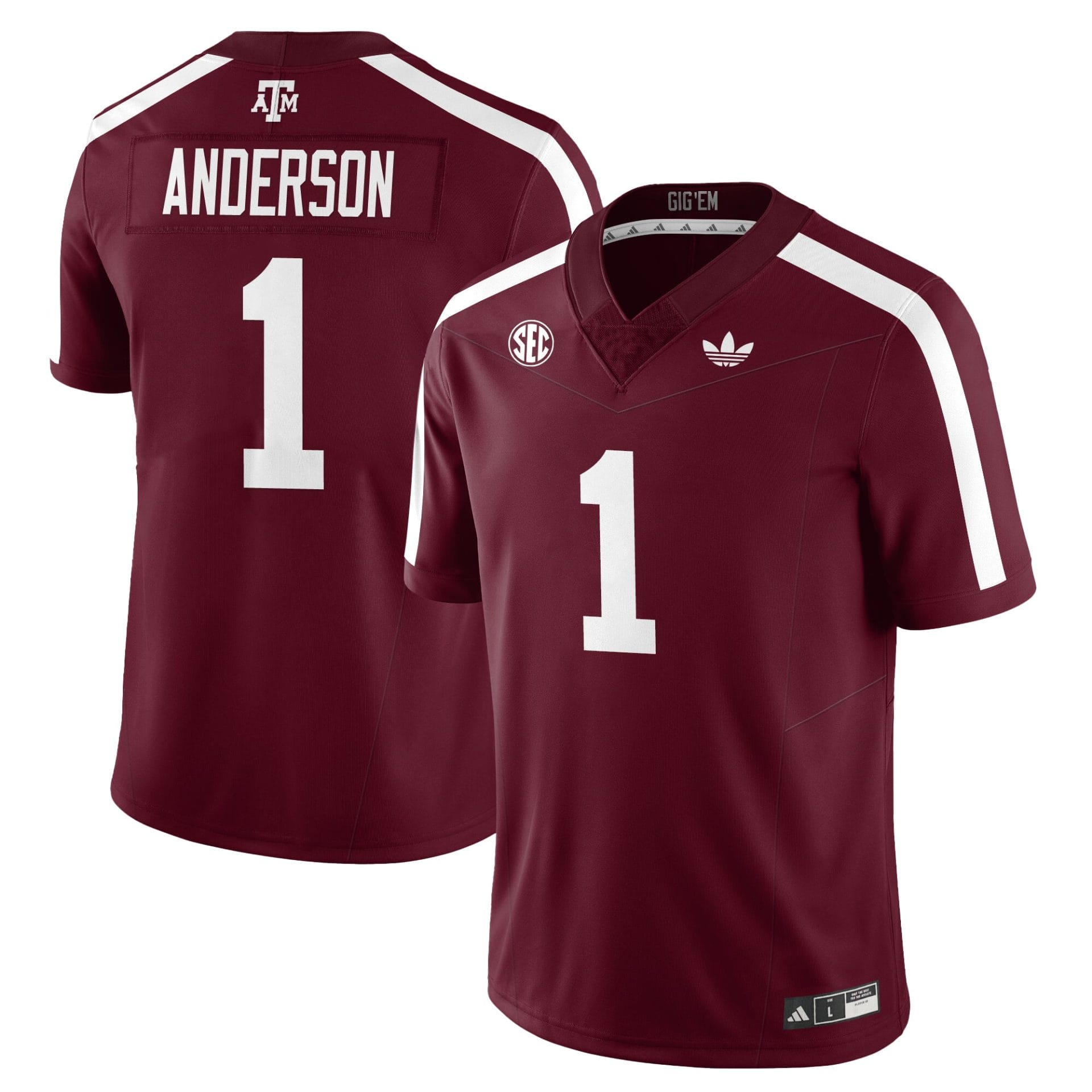 Alternative view of Texas A&M Aggies Football 1975 Throwback Jersey - All Stitched