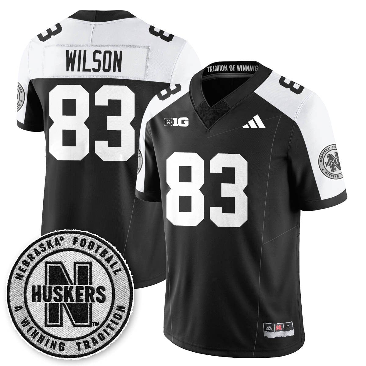 Alternative view of Archie Wilson Jersey #83 Nebraska Football 2025 Blackout Stitched