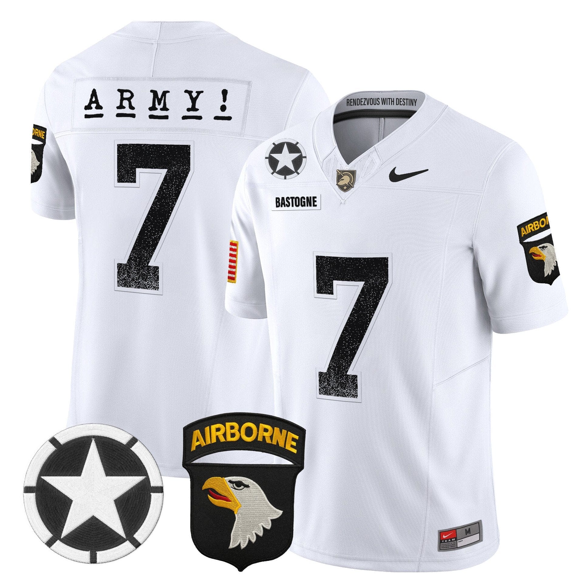 Alternative view of Bastogne Jersey #7 Army Black Knights 2025 Screaming Eagles Stitched