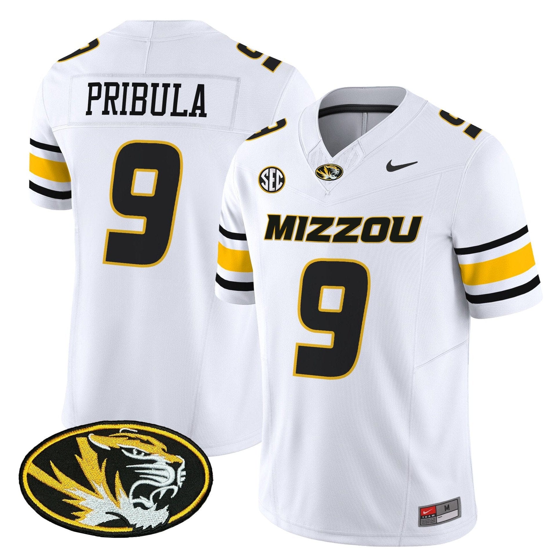 Alternative view of Beau Pribula Jersey #9 Missouri Tigers 2025 Vapor Limited Stitched