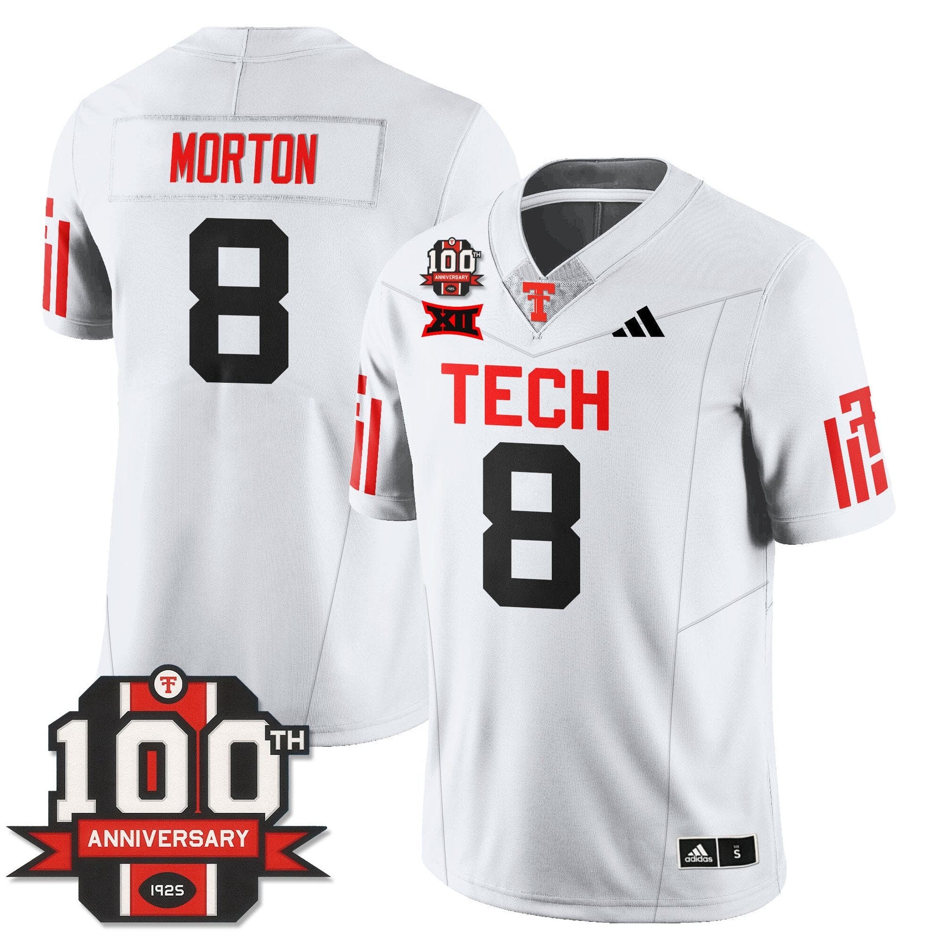 Alternative view of Behren Morton Jersey #8 Texas Tech Football 100th Anniversary Stitched
