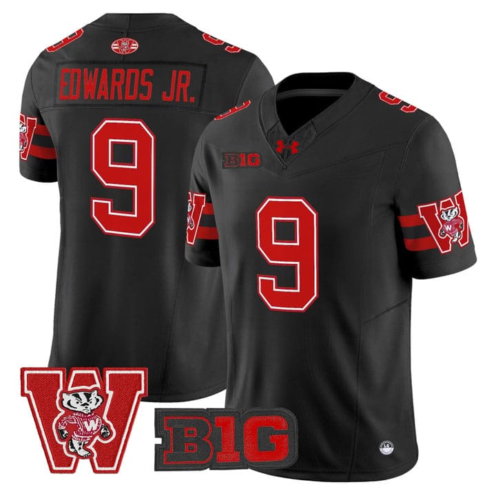 Billy Edwards Jr Jersey #9 Wisconsin Badgers Throwback Stitched