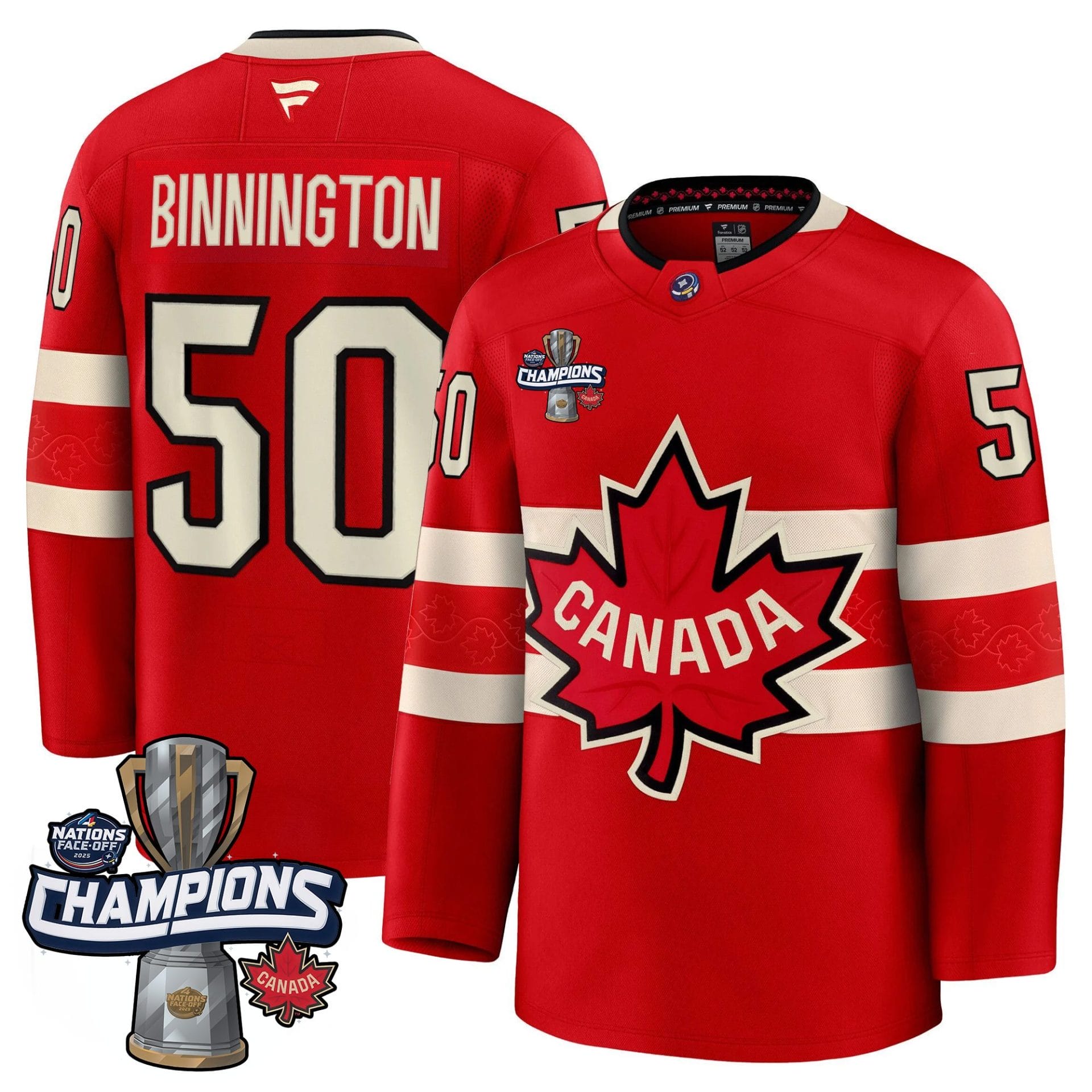 Men Canada 2025 4 Nations Face-Off Champions Jersey - All Stitched - Image 24