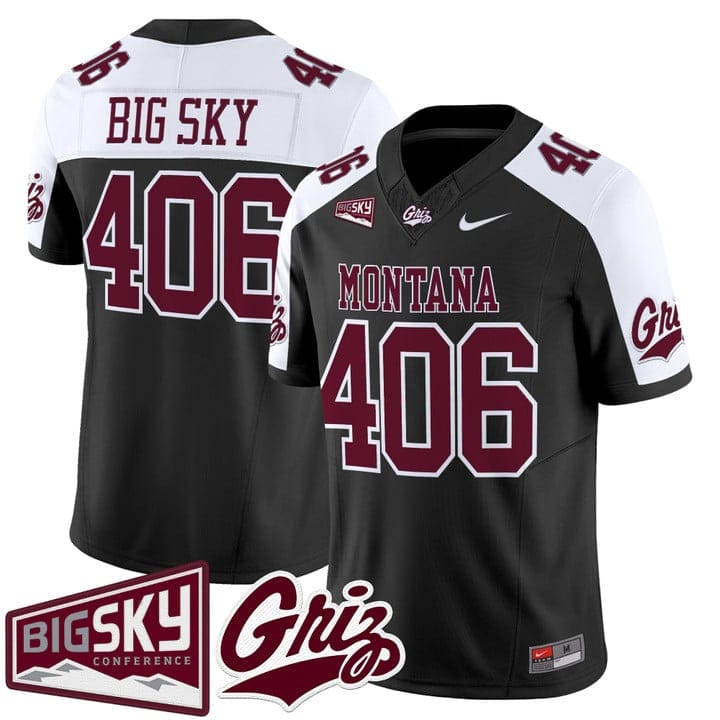 Alternative view of Big Sky Jersey #406 Montana Grizzlies 2025 Vapor Limited Stitched Black Alter