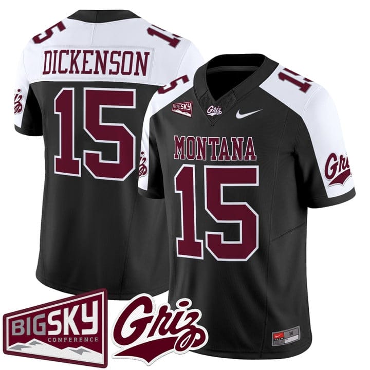 Alternative view of Dave Dickenson Jersey #15 Montana Grizzlies 2025 Vapor Stitched Black Alter