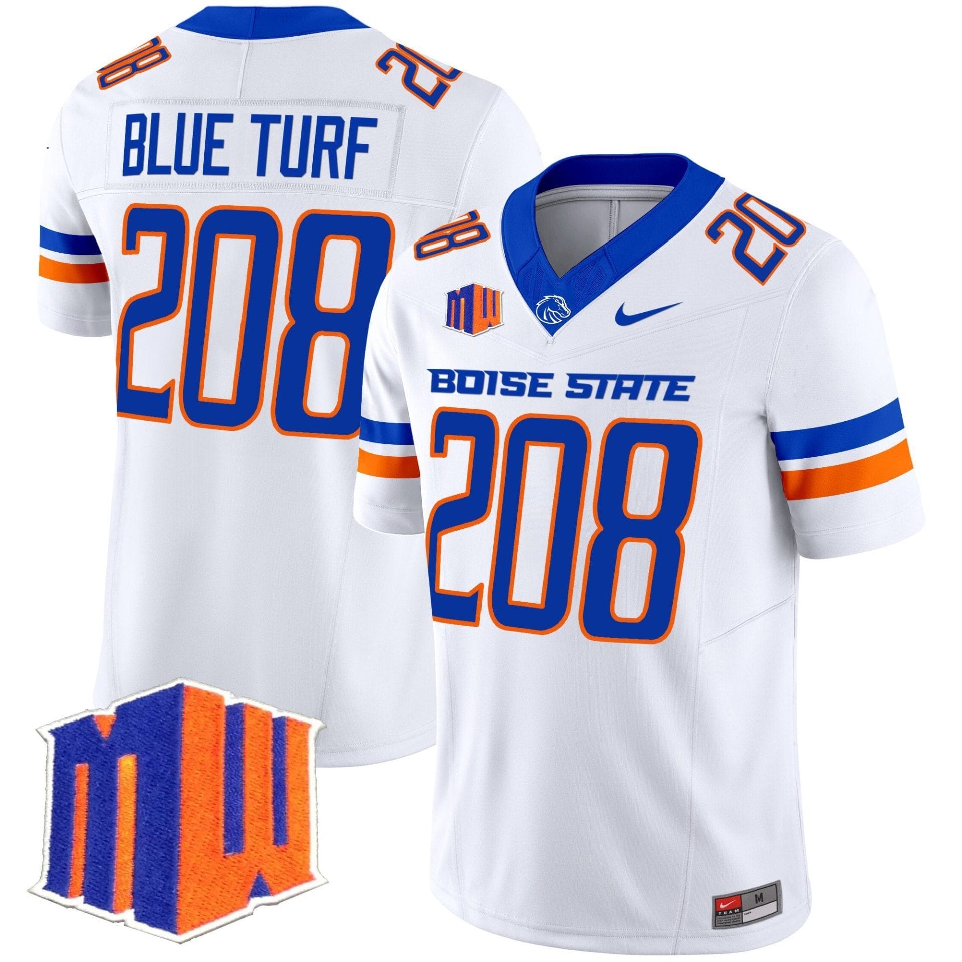 Alternative view of Blue Turf Jersey #208 Boise State Broncos 2025 Vapor Stitched