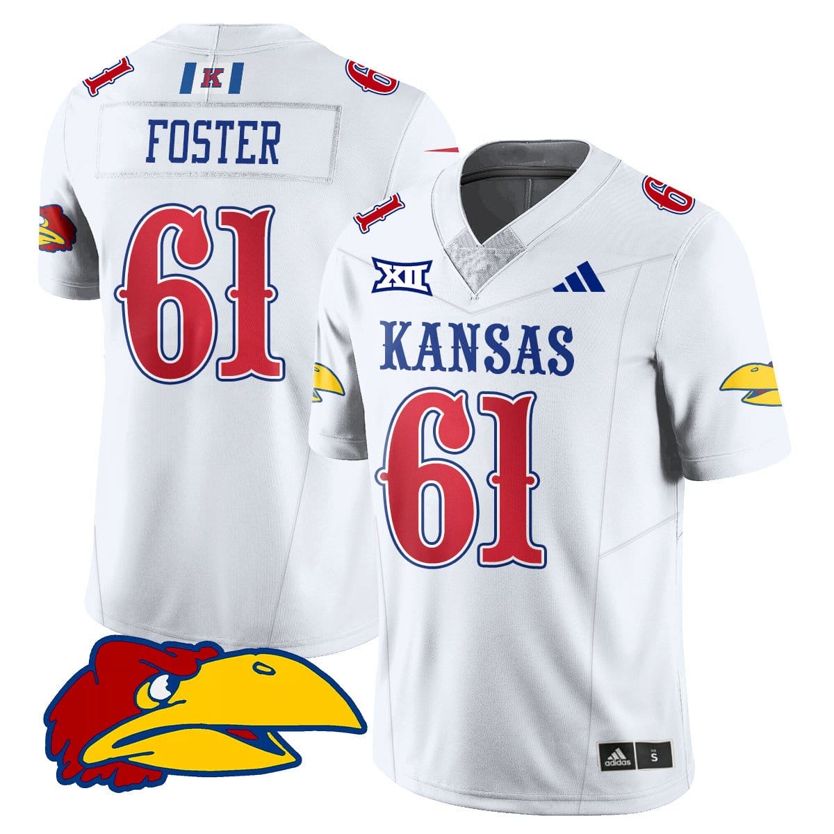 Alternative view of Bryce Foster Jersey #61 Kansas Jayhawks Football 2025 Limited Stitched