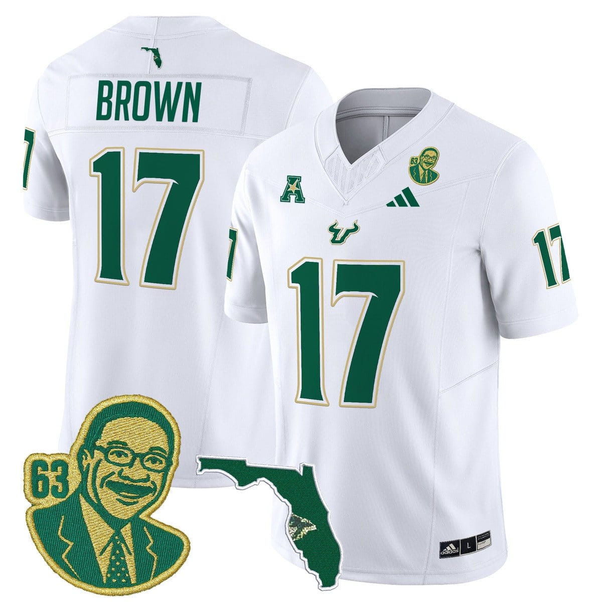Alternative view of Byrum Brown Jersey #17 South Florida Bulls Lee Roy Selmon Legacy Stitched