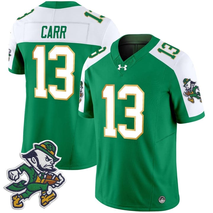 Alternative view of CJ Carr Jersey #13 Notre Dame 2025 Gridiron Leprechaun Edition