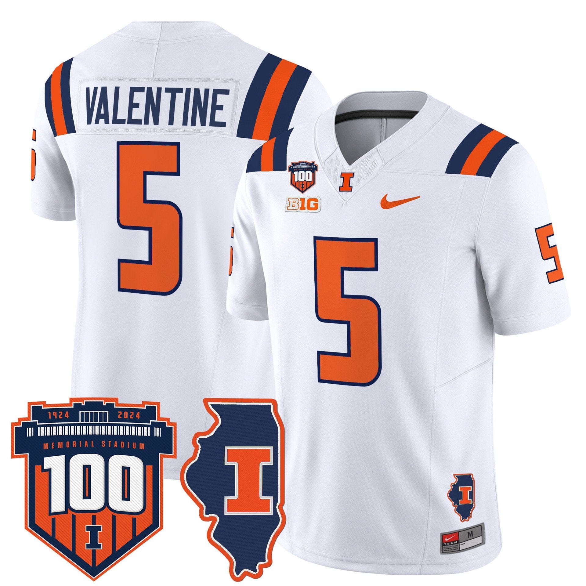 Alternative view of Ca'Lil Valentine Jersey #5 Illinois Fighting 100th Memorial Stadium
