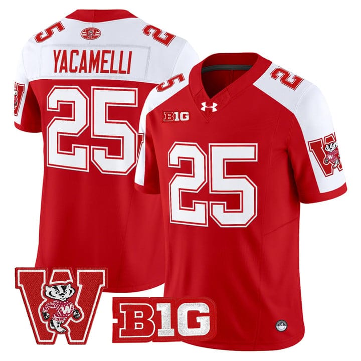 Cade Yacamelli Jersey #25 Wisconsin Badgers Throwback Stitched - Image 4
