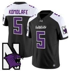 Alternative view of Caleb Komolafe Jersey #5 Northwestern Wildcats Honoring 95 Stitched