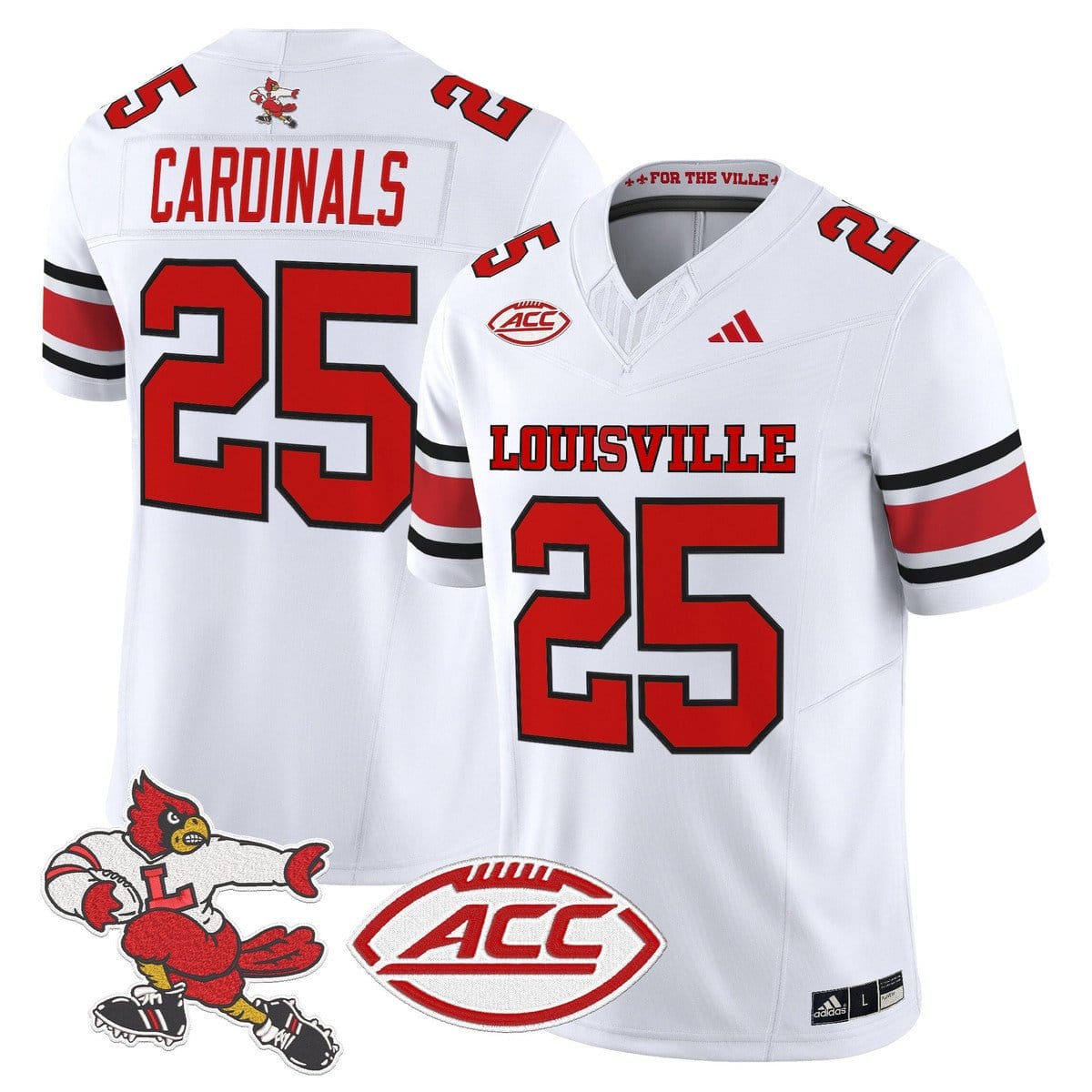 Alternative view of Cardinals Jersey #25 Louisville Cardinals 1980s Throwback Stitched
