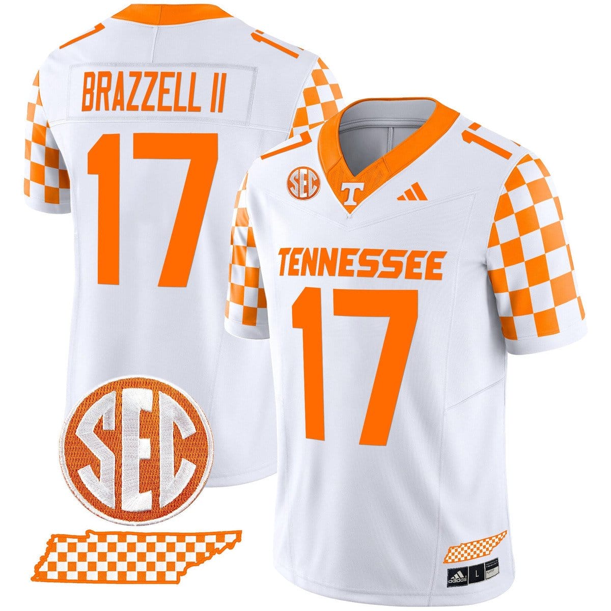 Alternative view of Chris Brazzell II Jersey #17 Tennessee Vols Rebrand 2026 Checkerboard