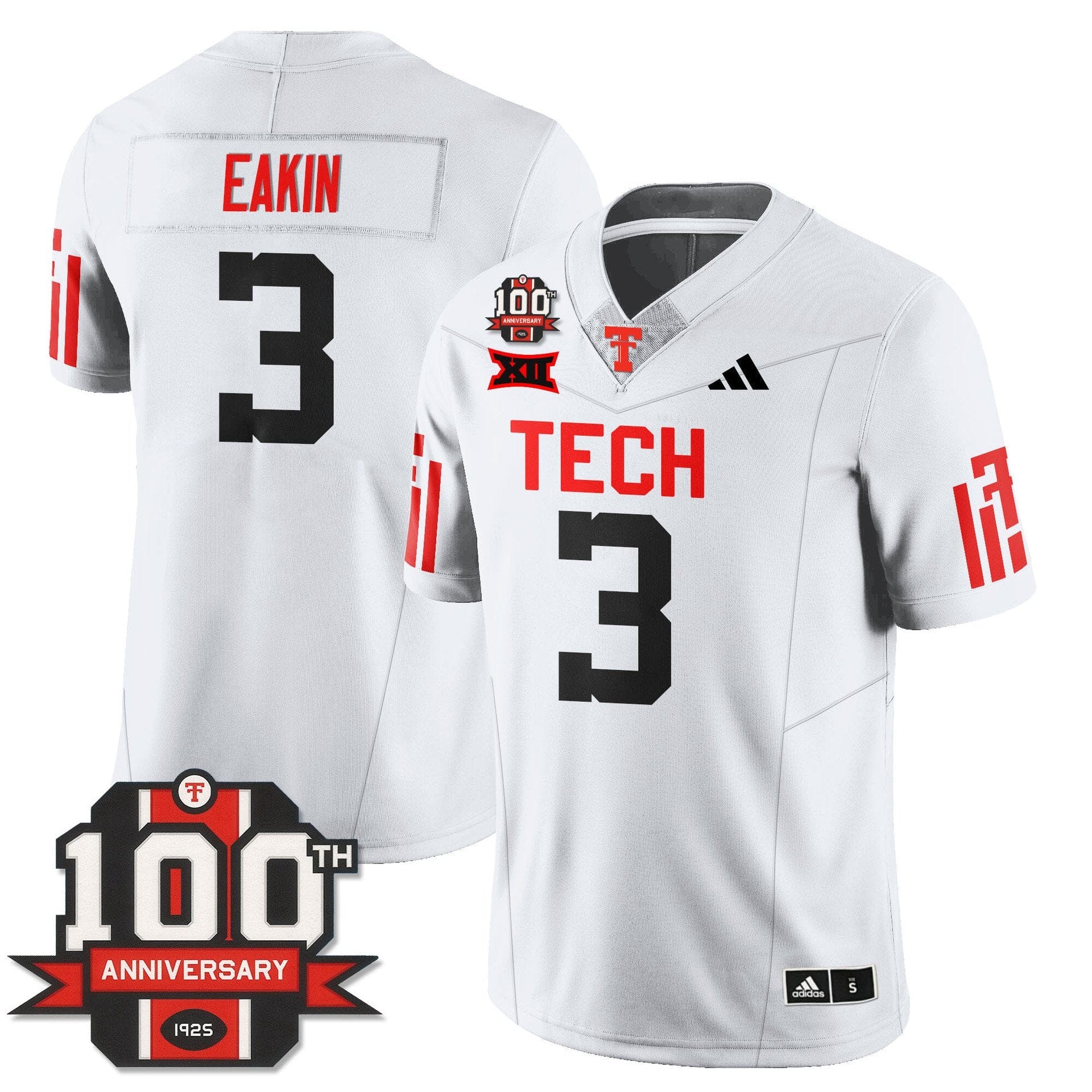 Alternative view of Coy Eakin Jersey #3 Texas Tech Football 100th Anniversary Stitched