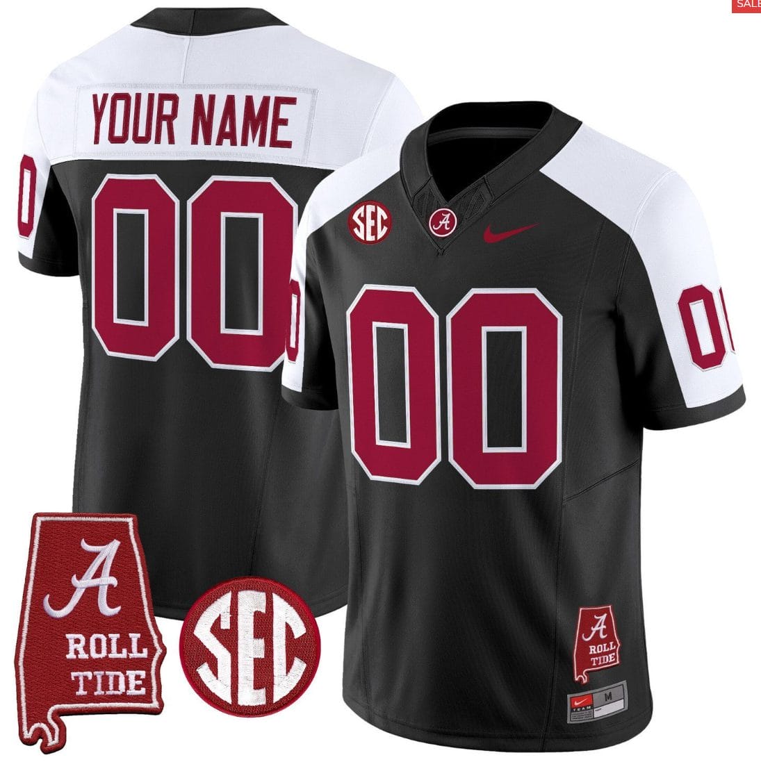 Custom Alabama Crimson Jersey Throwback Alabama Map Stitched - Image 3