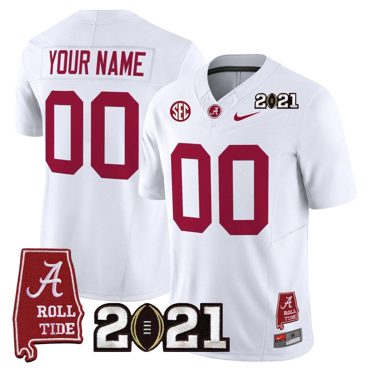 Alternative view of Custom Alabama Crimson Tide Jersey 2021 CFP Championship Alabama Map
