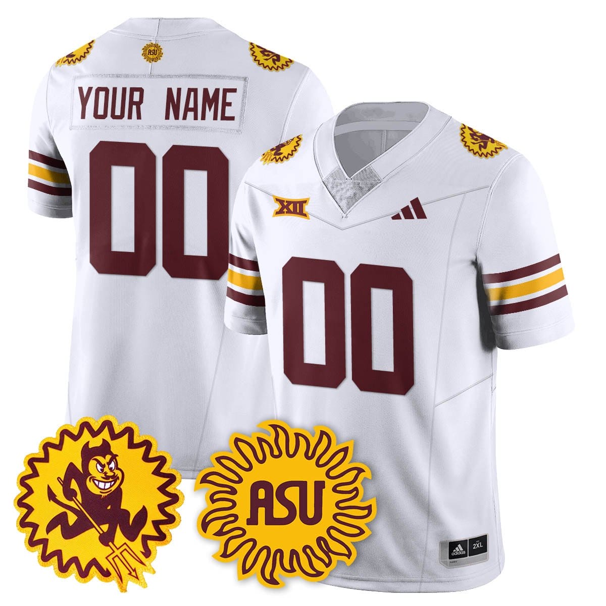 Alternative view of Custom Arizona State Sun Devils Jersey 1975 Throwback Uniform Stitched