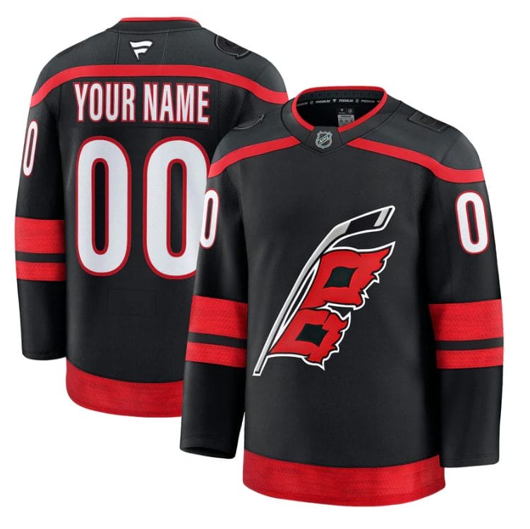 Alternative view of Custom Carolina Hurricanes Jersey Name, Number 2025 - 26 Premium Stitched