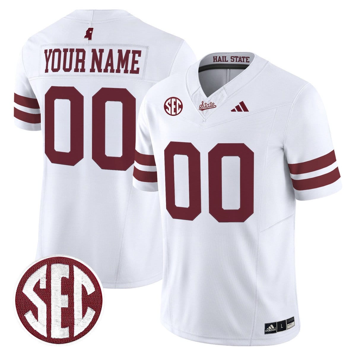 Alternative view of Custom Mississippi State Bulldogs Jersey Name, Number Dark Mode Stitched