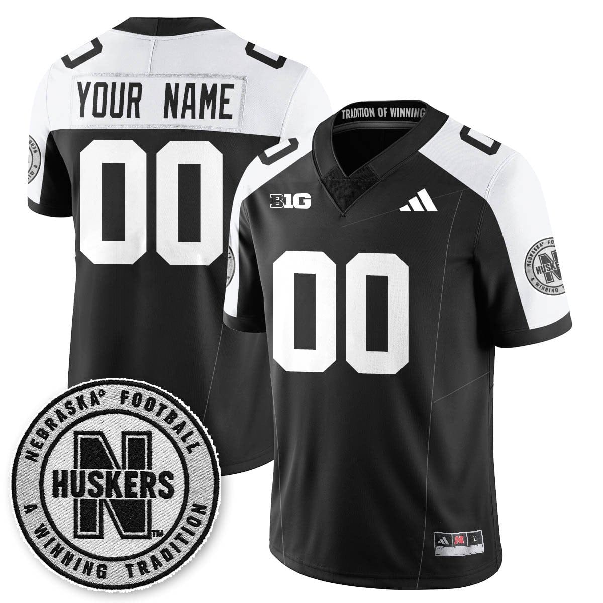 Alternative view of Custom Nebraska Football Jersey Name, Number 2025 Blackout Stitched