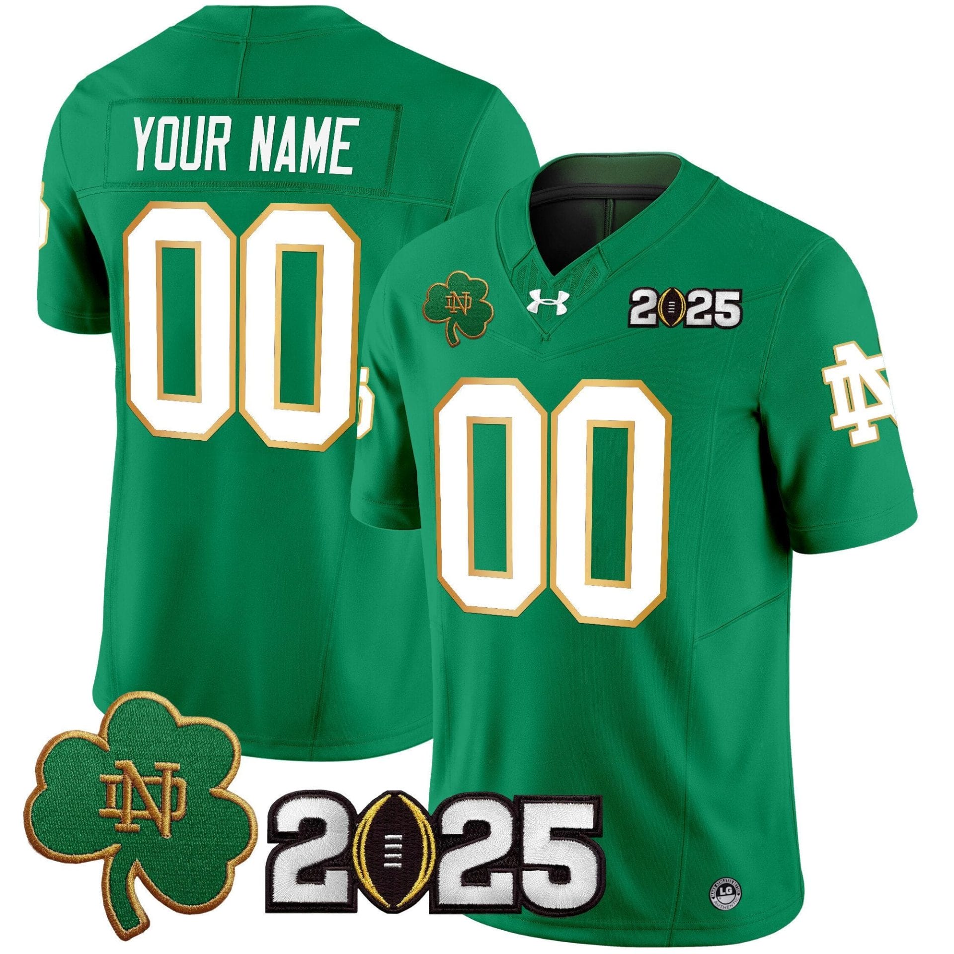 Custom Notre Dame Jersey Name, Number 2025 CFP Final Patch V3 Stitched - Image 2