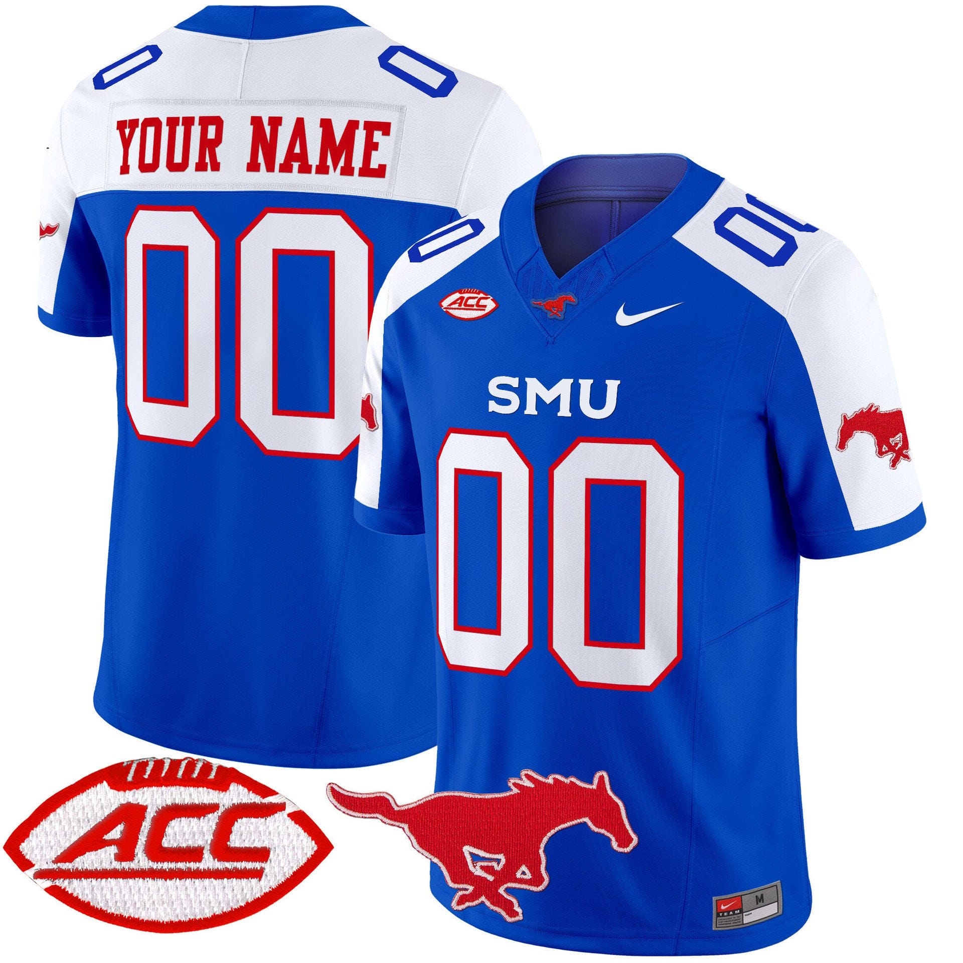 Alternative view of Custom SMU Mustangs Jersey Name, Number 2025 Vapor Limited Stitched