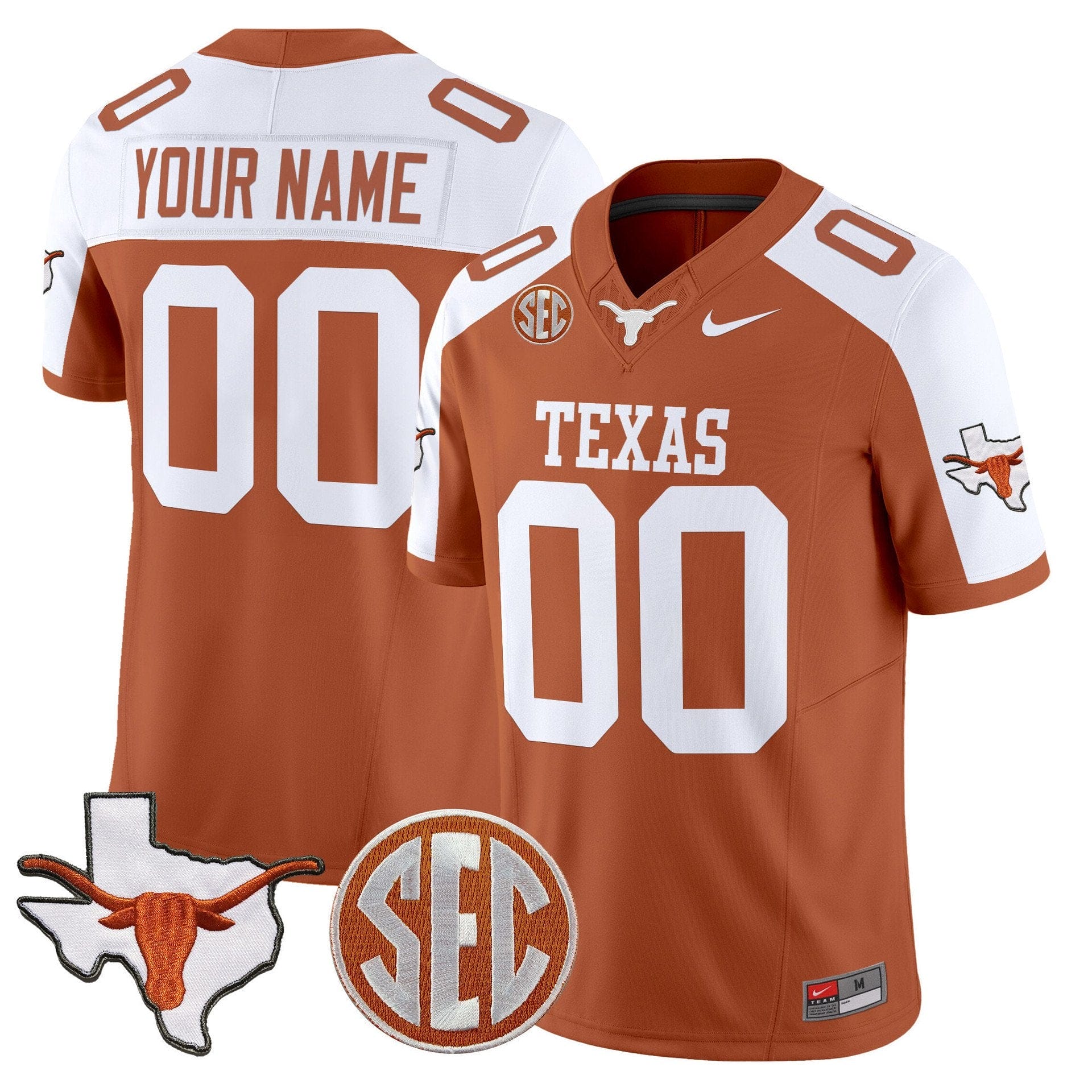 Custom Texas Longhorns Jersey 2025 State Map SEC Patch Stitched - Image 4
