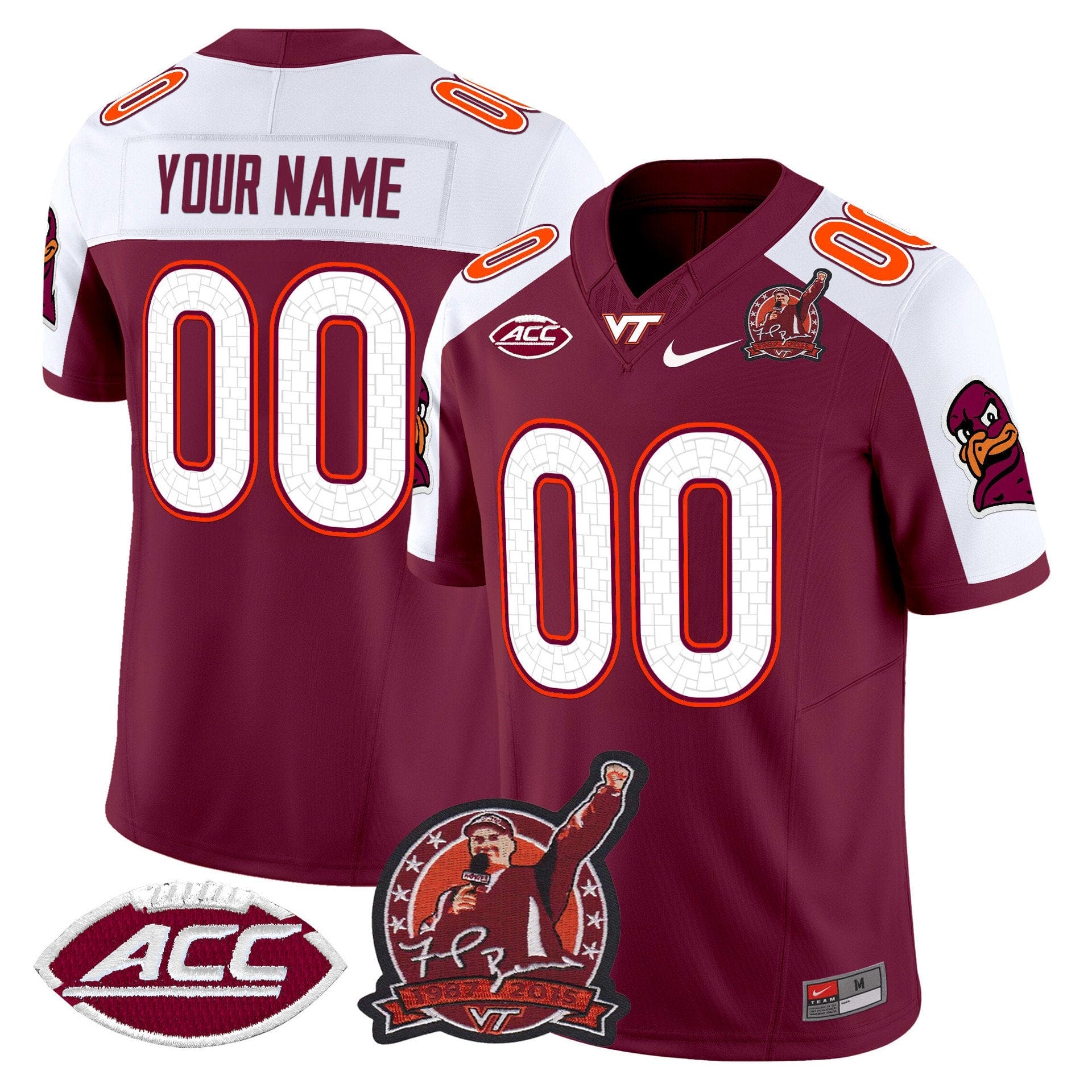 Alternative view of Custom Virginia Tech Hokies Jersey Coach Frank Beamer Patch 2025