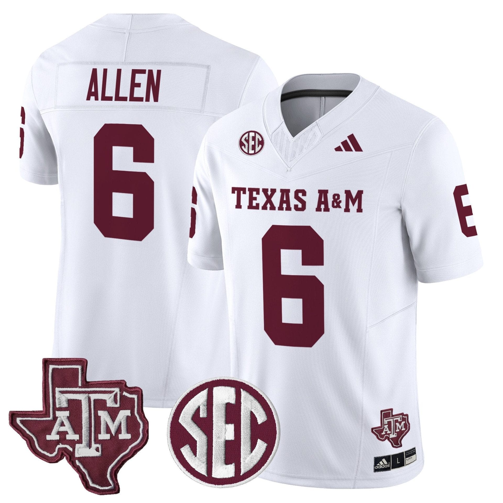 Alternative view of Cyrus Allen Jersey #6 Texas A&M Aggies 2025 Vapor Stitched