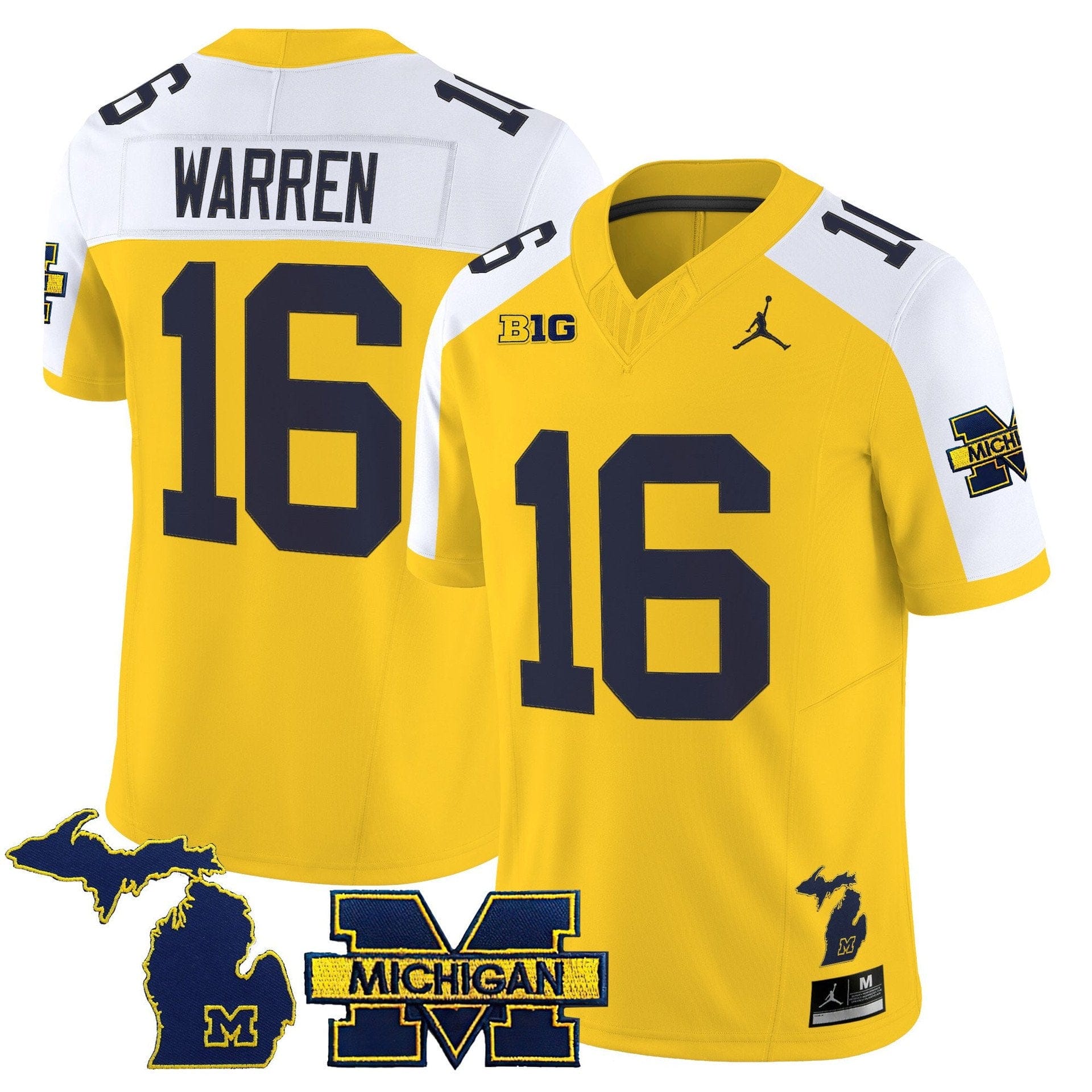 Alternative view of Davis Warren Jersey #16 Michigan Wolverines 2025 Limited V2 Stitched