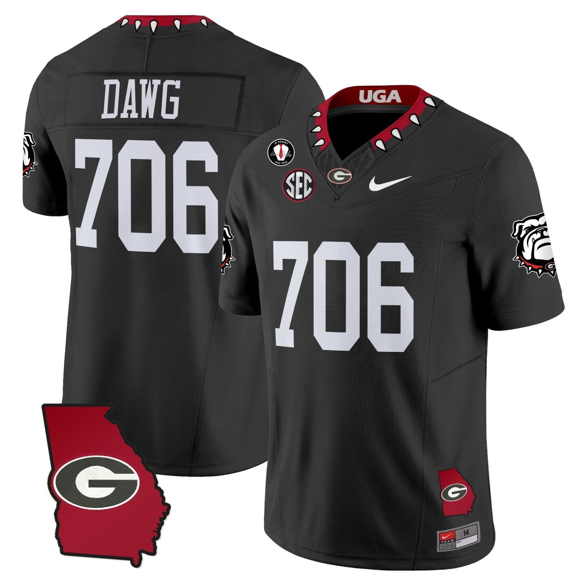 Dawg Jersey #706 Georgia Bulldogs 2025 Georgia Map, Vince Dooley Stitched - Image 3