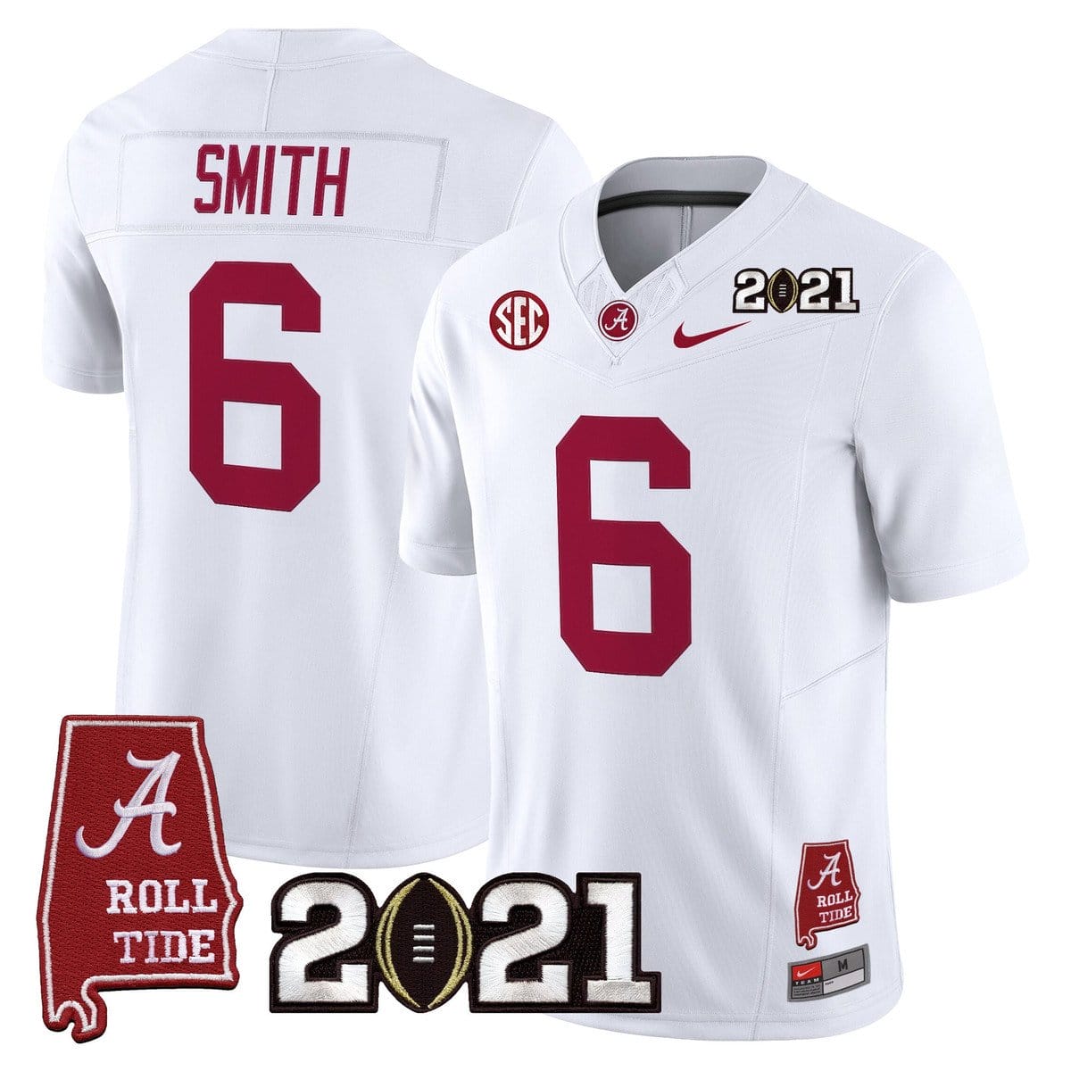 Alternative view of DeVonta Smith Jersey #6 Alabama 2021 CFP Championship Alabama Map