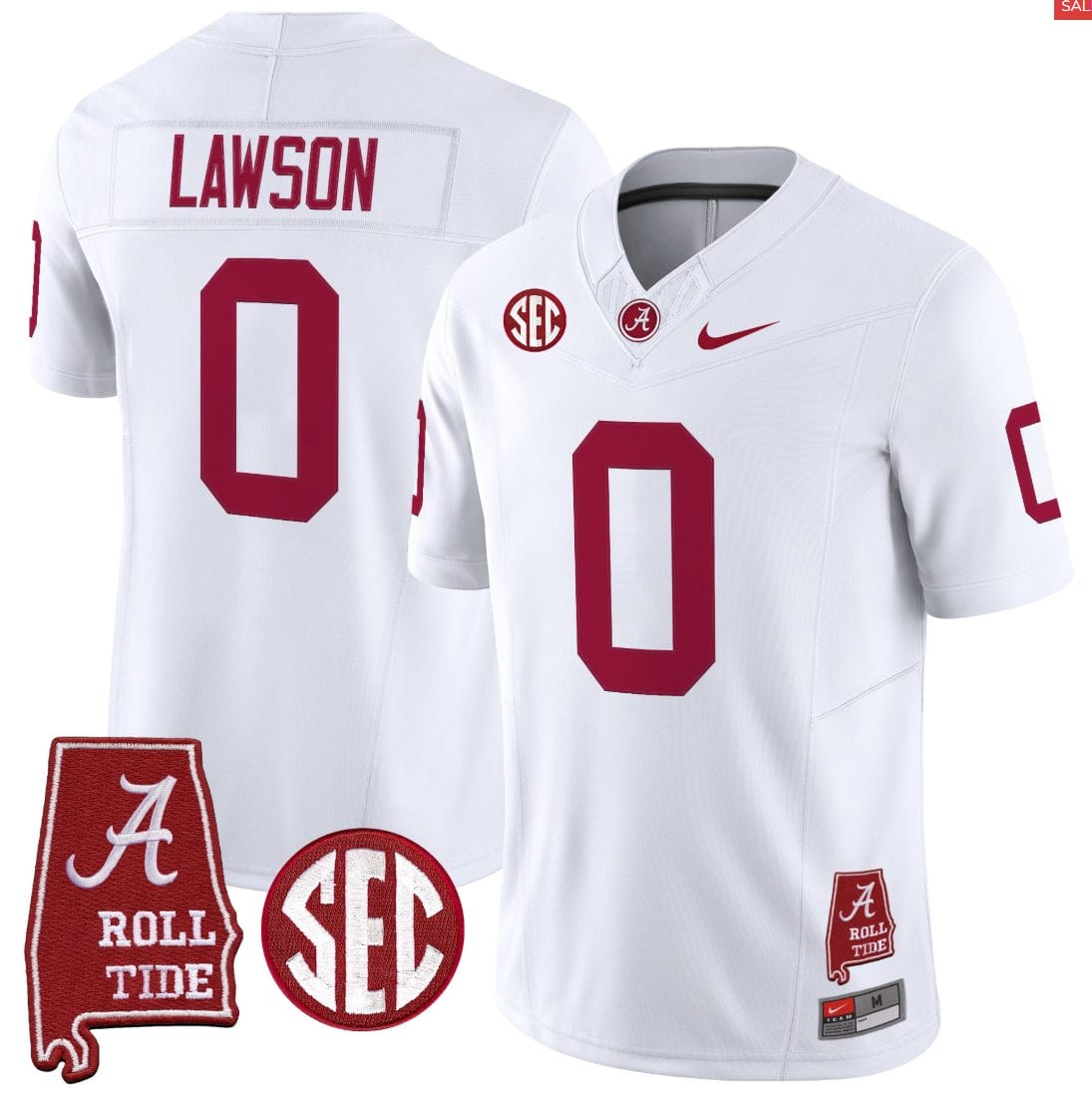 Alternative view of Deontae Lawson Jersey #0 Alabama Crimson Throwback Alabama Map Stitched