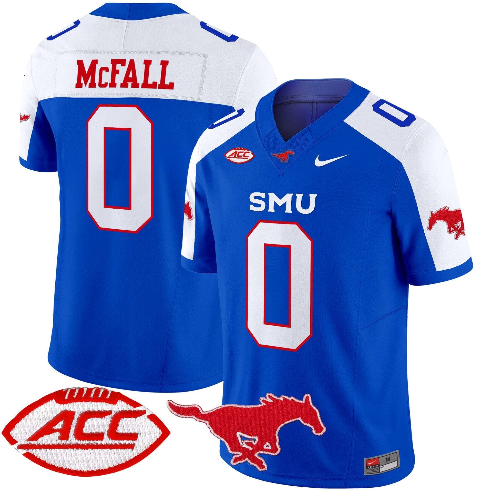 Alternative view of Derrick McFall Jersey #0 SMU Mustangs 2025 Vapor Limited Stitched
