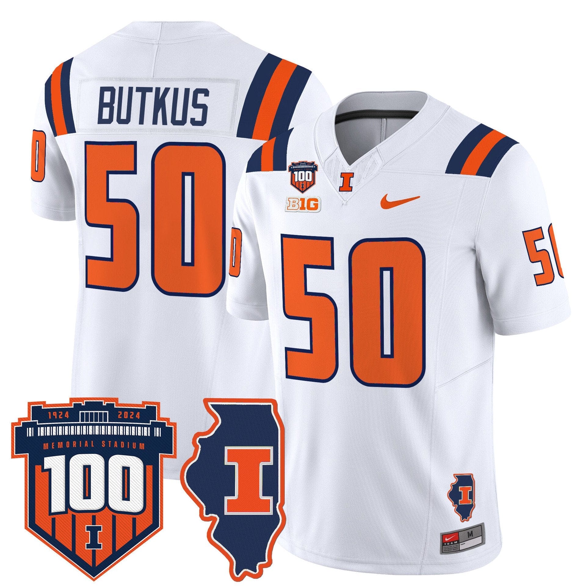 Alternative view of Dick Butkus Jersey #50 Illinois Fighting 100th Memorial Stadium
