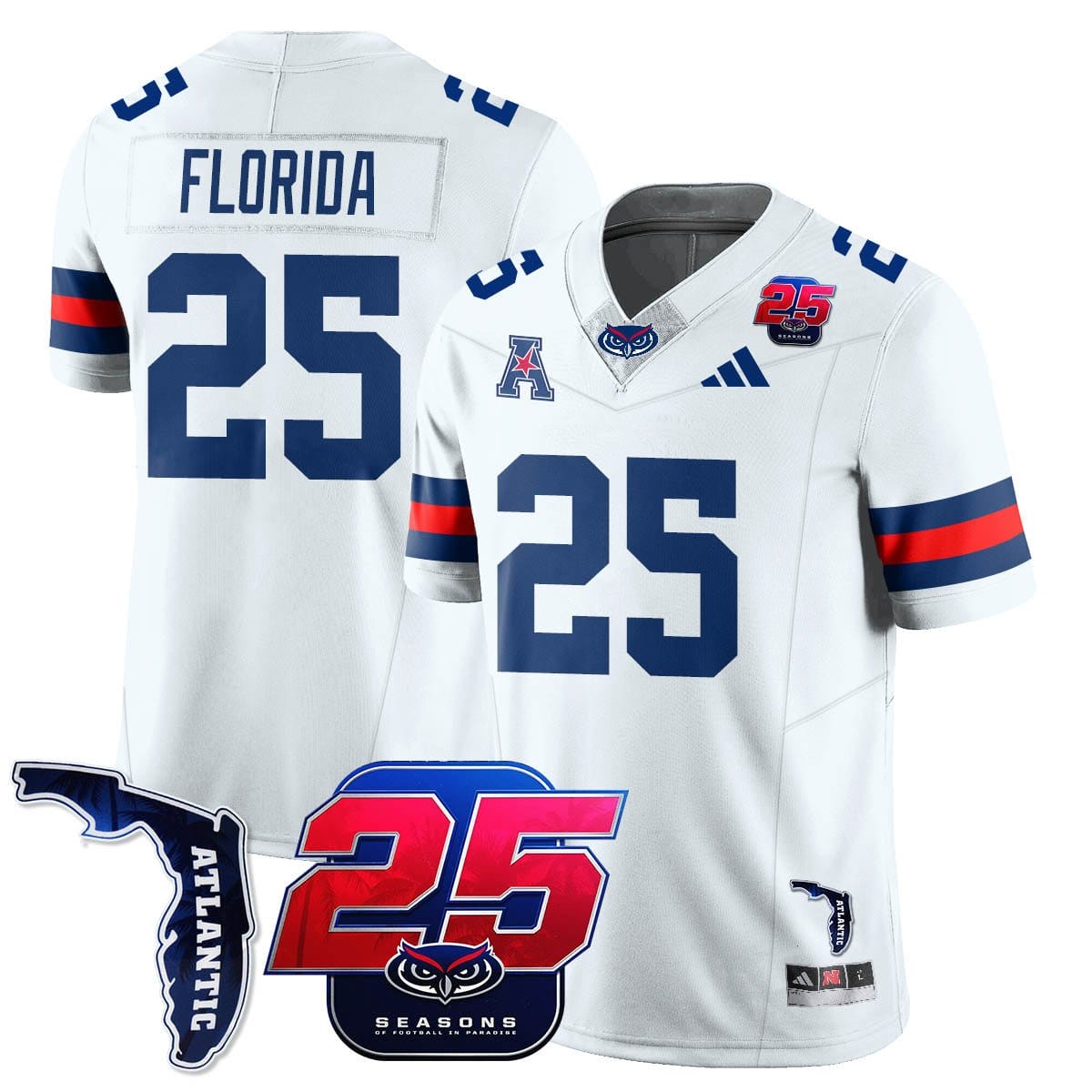 Florida Jersey #25 Florida Atlantic Football 25th Season Stitched