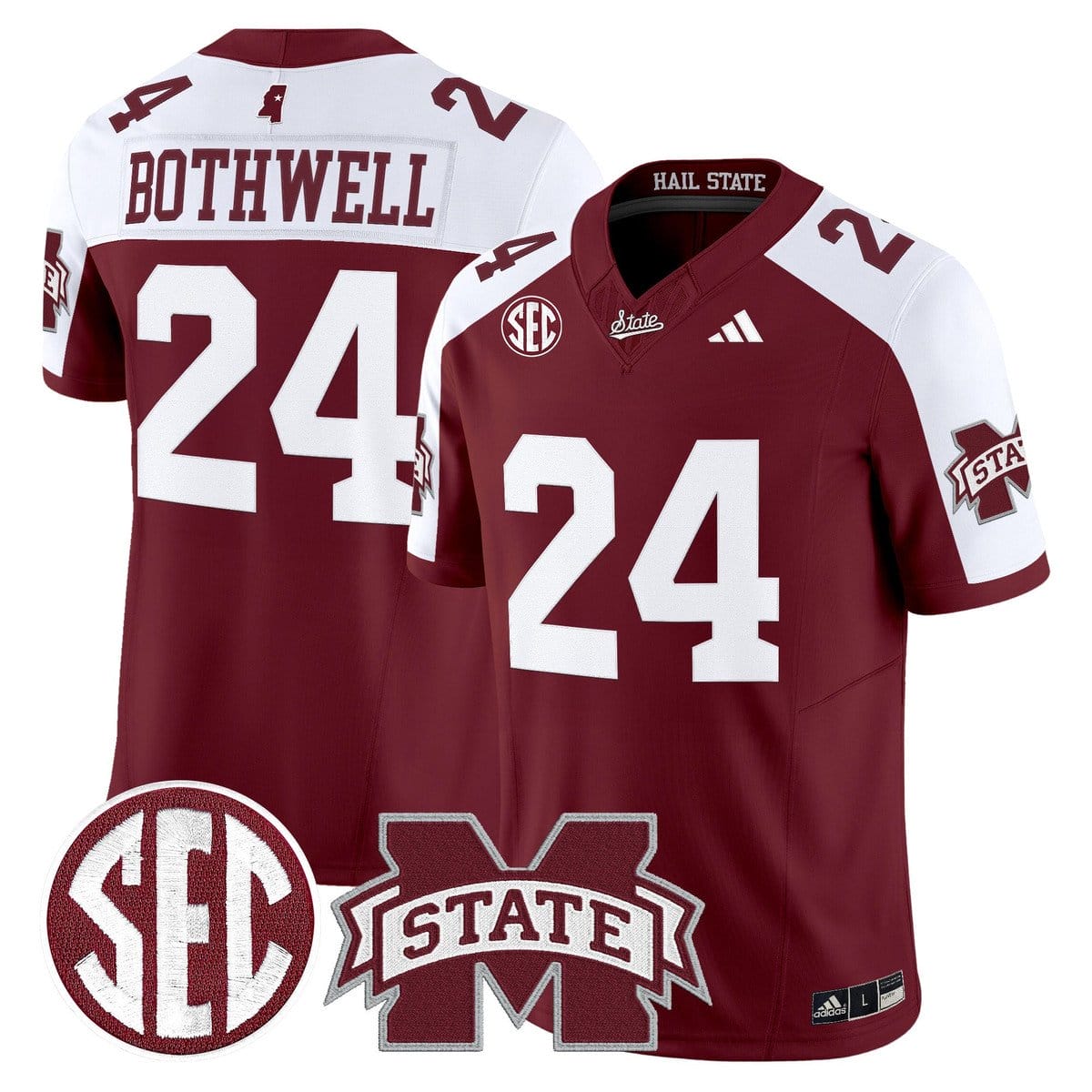 Fluff Bothwell Jersey #24 Mississippi State Bulldogs Dark Mode - Image 4