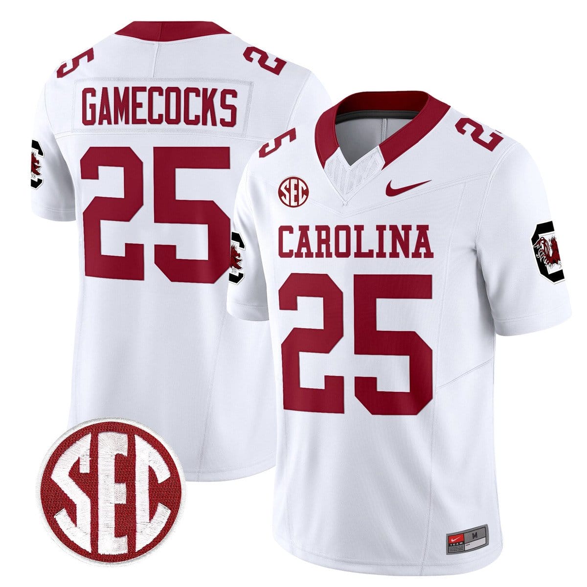 Alternative view of Gamecocks Jersey #25 Carolina 1980 Throwback Rebrand 2026 Stitched