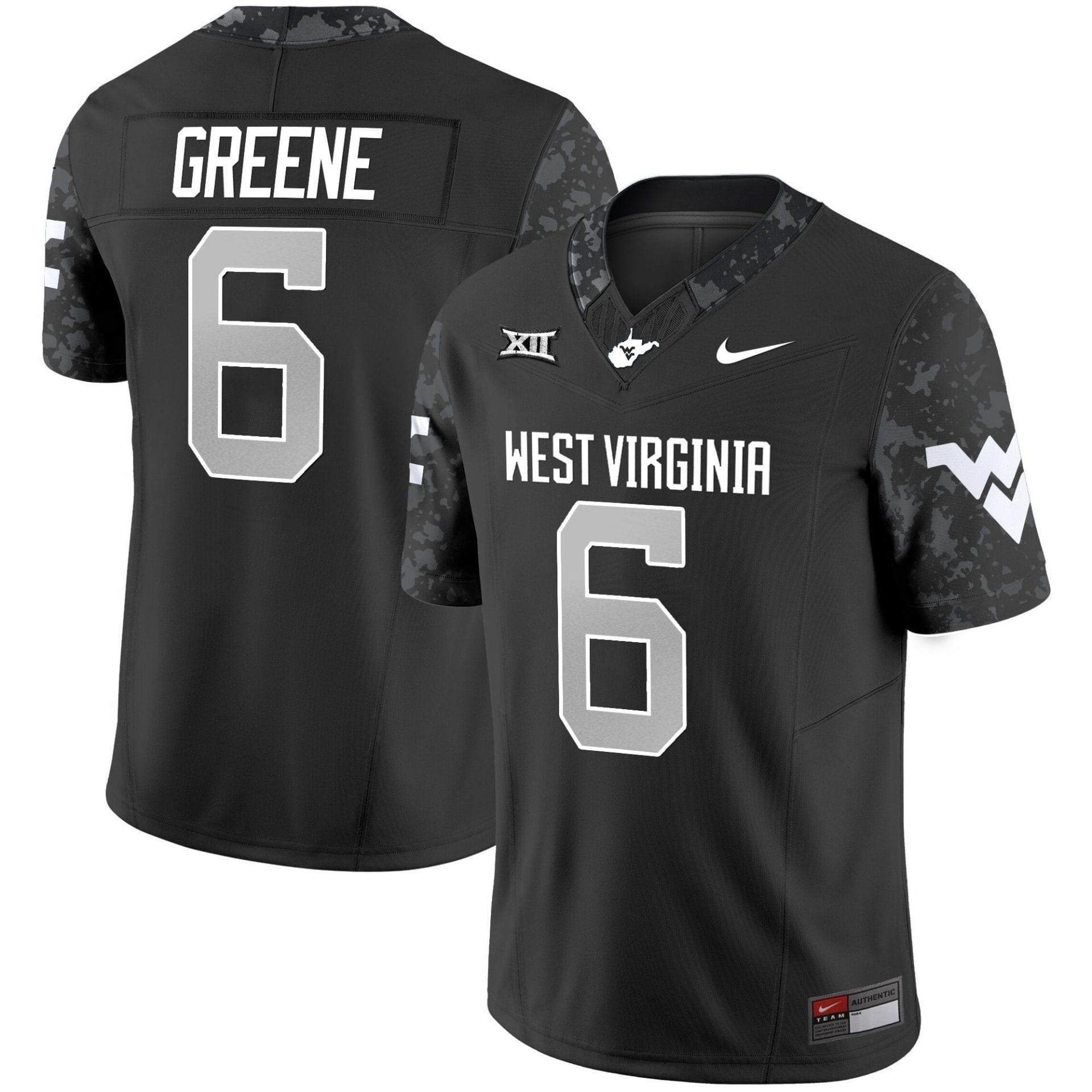 Alternative view of Garrett Greene Jersey #6 West Virginia Mountaineers 2025 Stitched
