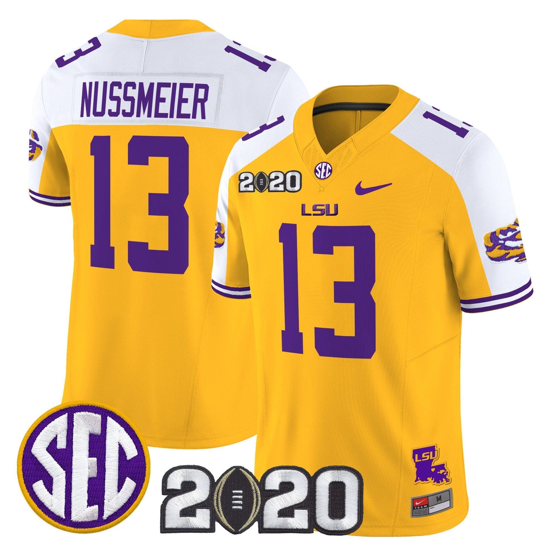 Alternative view of Garrett Nussmeier Jersey #13 LSU Tigers 2020 National Champions