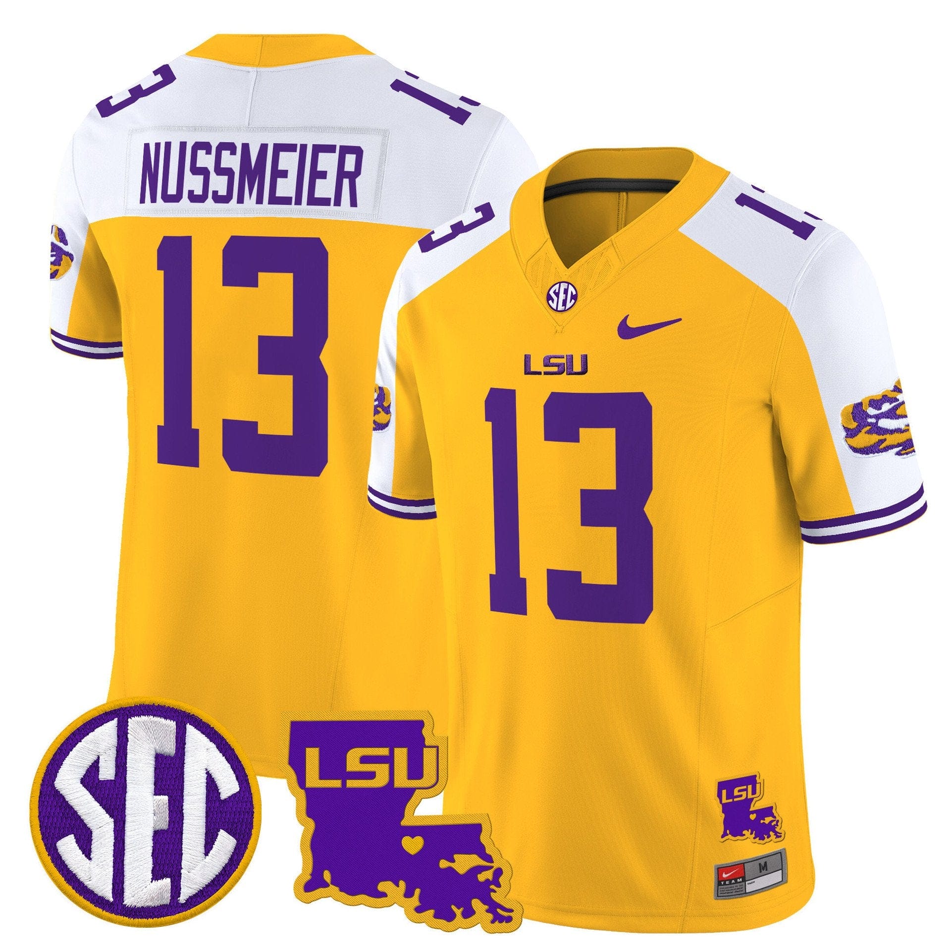 Garrett Nussmeier Jersey #13 LSU Tigers 2025 Louisiana Patch Stitched - Image 3