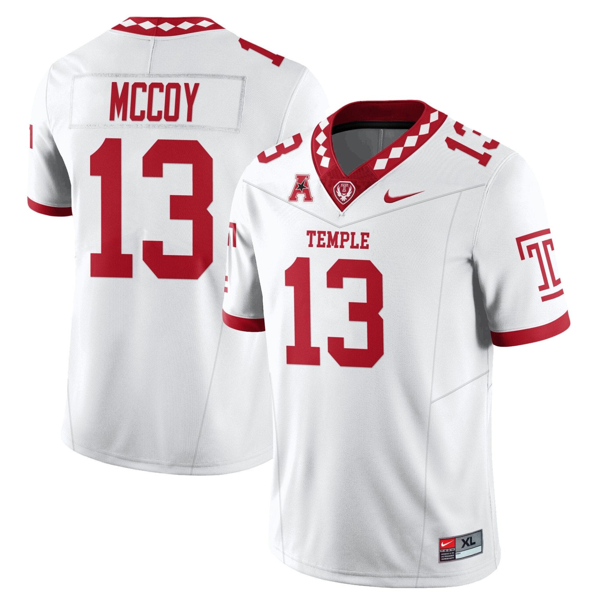 Alternative view of Gevani McCoy Jersey #13 Temple Football 2025 Vapor Limited Stitched