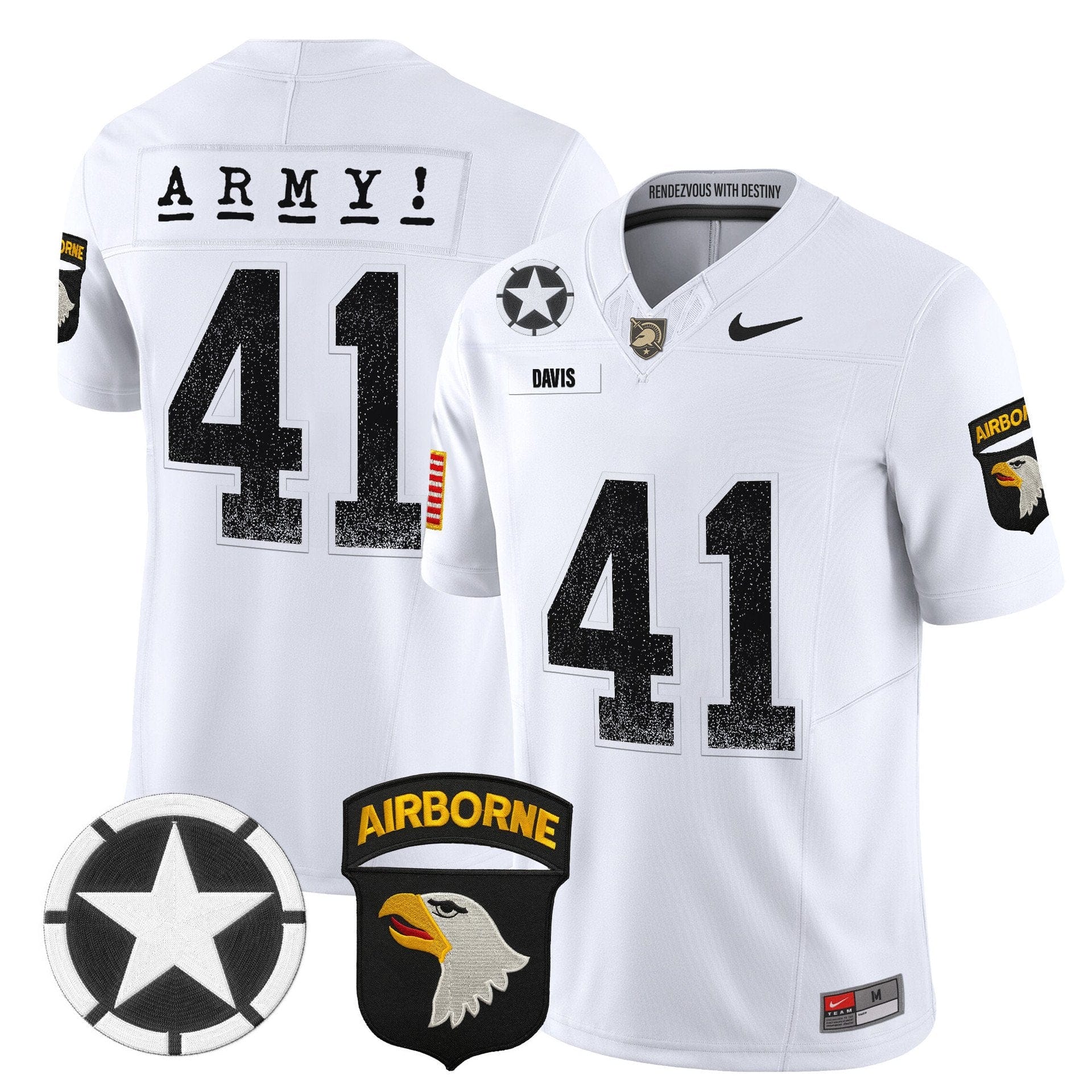 Alternative view of Glenn Davis Jersey #41 Army Black Knights 2025 Screaming Eagles Stitched