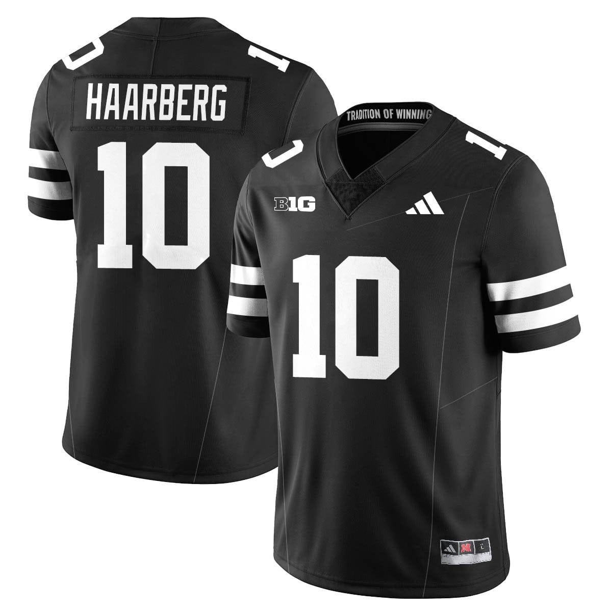 Heinrich Haarberg Jersey #10 Nebraska Football 2025 Blackout Stitched