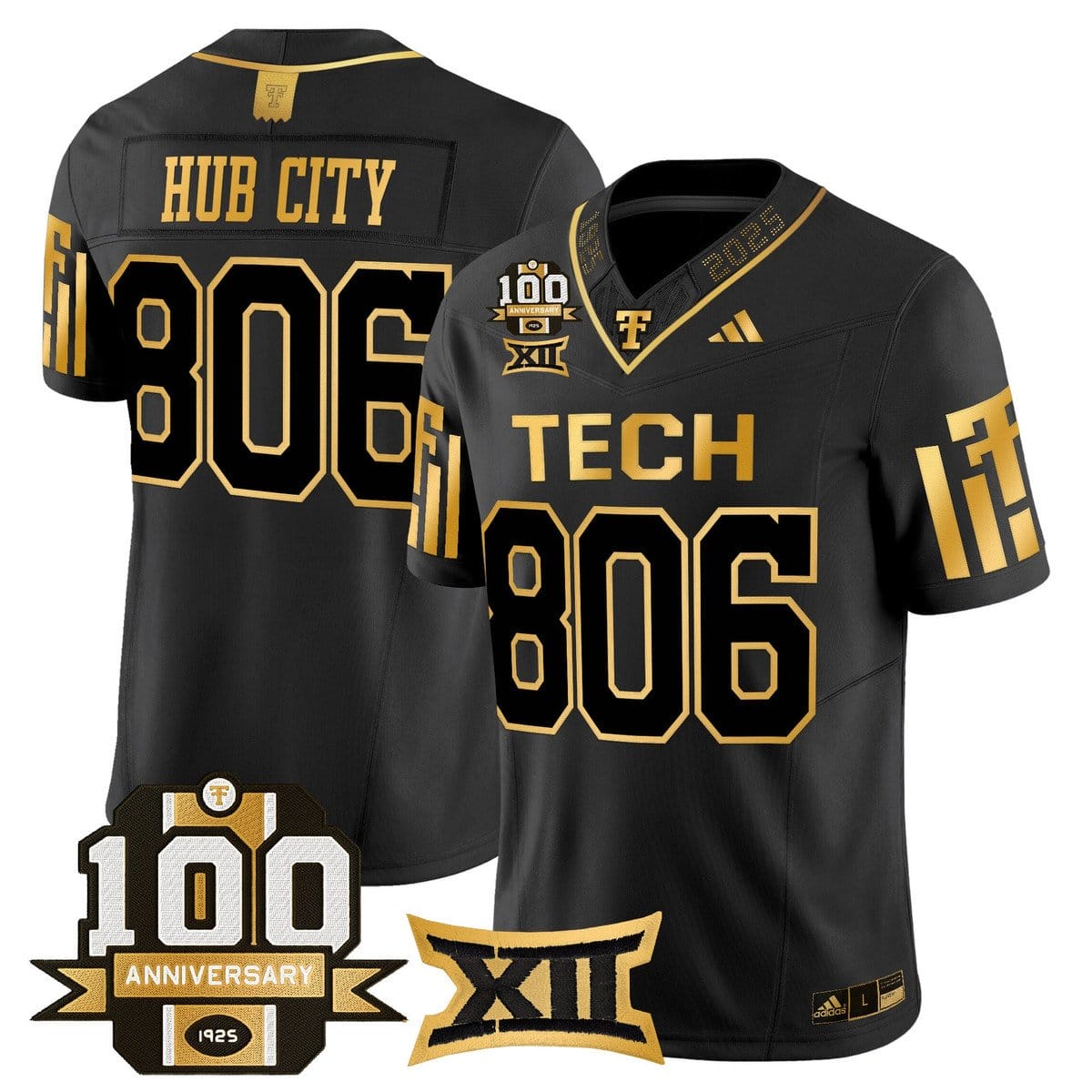 Alternative view of Hub City Jersey #806 Texas Tech 2025 100th Anniversary Stitched