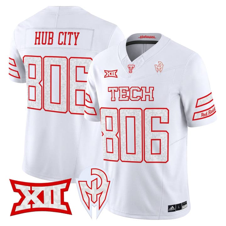 Alternative view of Hub City Jersey #806 Texas Tech Red Raiders Too Cold Vapor Stitched