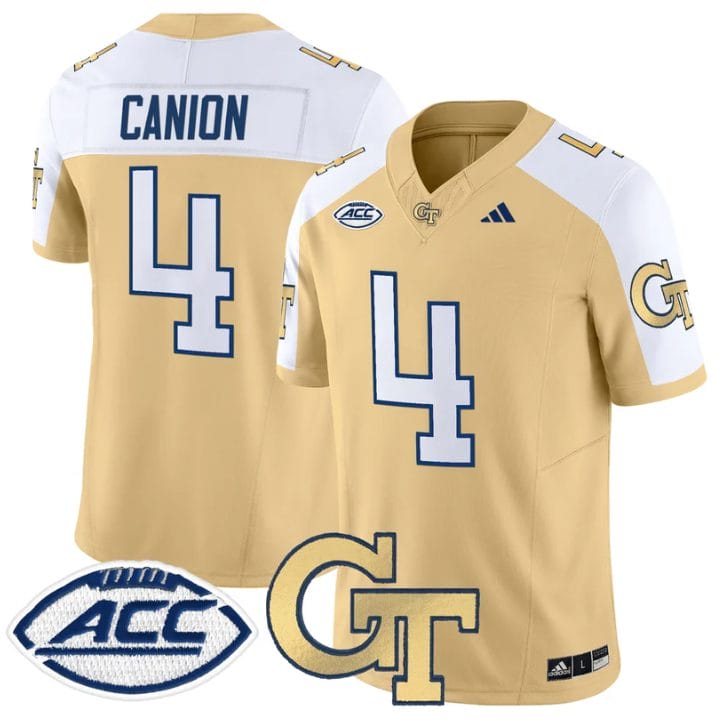 Alternative view of Isiah Canion Jersey #4 Georgia Tech Yellow Jackets 2025 Stitched