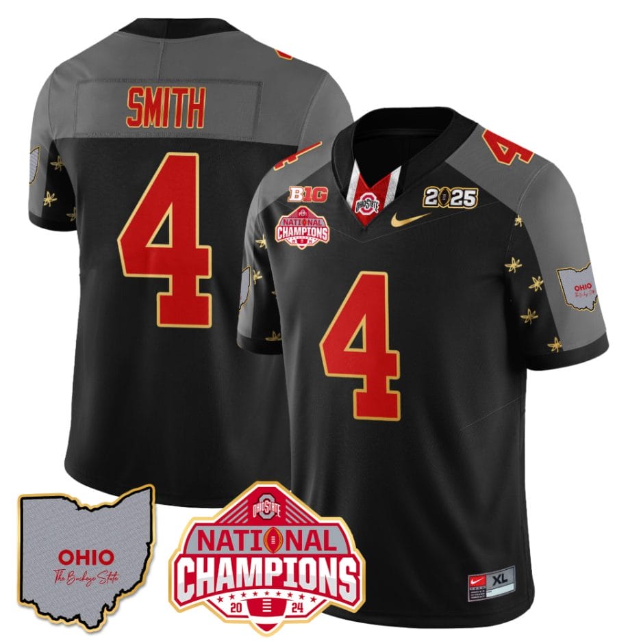 Alternative view of Jeremiah Smith Jersey #4 Ohio State National Champions 2025 Patch